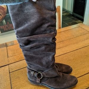 Franco Sarto suede slouchy harness boots Elena Gilbert boot